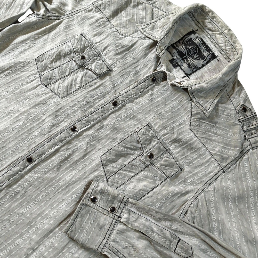 Buckle Black Label Athletic Fit Men's Long Sleeve Shirt Large Pearl Snap Texture